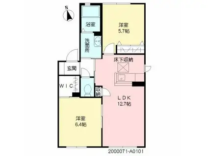 ビアンコ・ノワール (2LDK/1階)の間取り写真