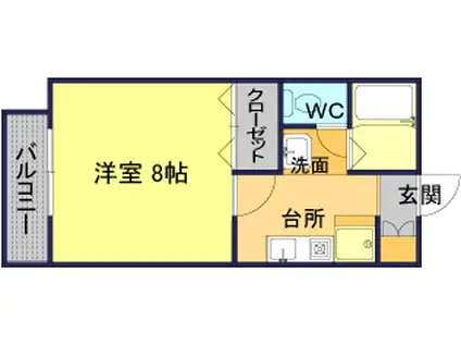 ウイングシップA(1K/2階)の間取り写真