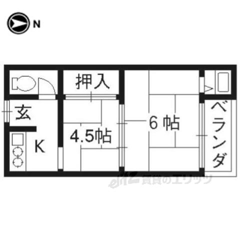 柳本荘(2K/2階)の間取り写真
