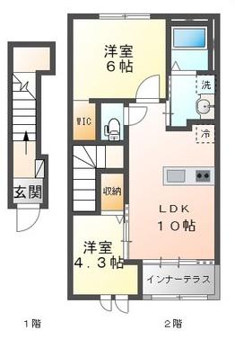 D・C スクエア(2LDK/2階)の間取り写真