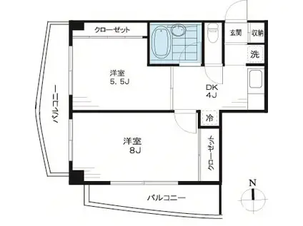 カルバス戸越銀座(2DK/2階)の間取り写真