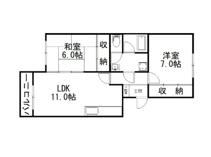 パシフィックマンションりんこうII(2LDK/4階)の間取り写真