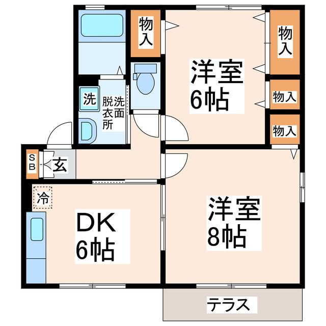 キャッスルコンフォート(2DK/1階)の間取り写真