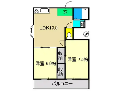 小坂ハイツ(2LDK/2階)の間取り写真