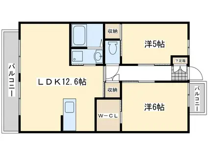 ハイネス槻田(2LDK/8階)の間取り写真