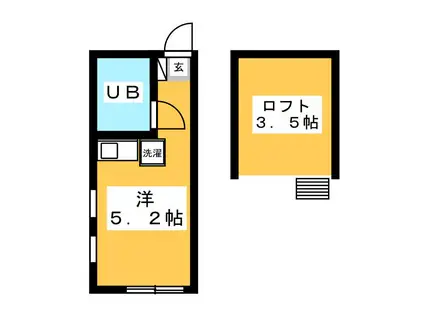 ポンポーニュ小倉(ワンルーム/1階)の間取り写真