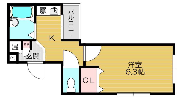 ノーベルコート(1K/2階)の間取り写真