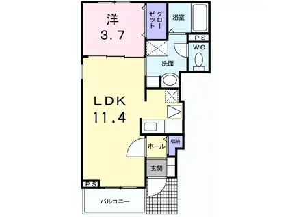 サニースクエアII(1LDK/1階)の間取り写真