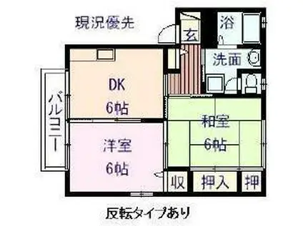 エスポワール中野 壱番館(2DK/2階)の間取り写真
