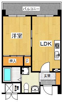 エスペランサ藤井2(1LDK/3階)の間取り写真