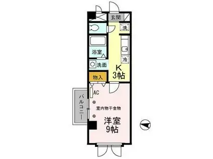 パセオプラシード弐番館(1K/2階)の間取り写真