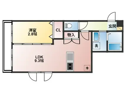 アモン津田沼(1LDK/3階)の間取り写真