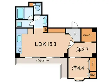 サンクラッソ阪急六甲駅前イースト(2LDK/2階)の間取り写真