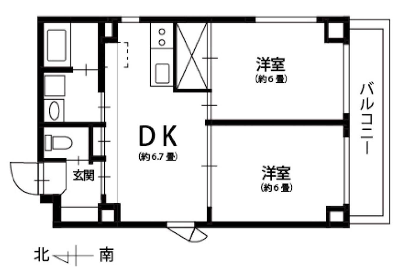 FKコート新横浜(2DK/4階)の間取り写真