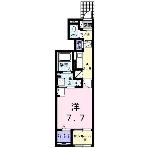ベルクレール本町(1K/1階)の間取り写真