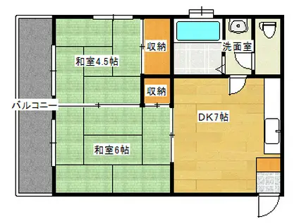 ホレストタウンビル(2DK/2階)の間取り写真