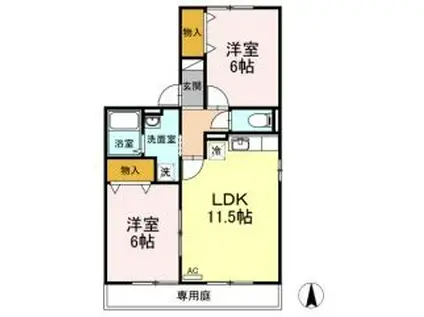 エステート21 A棟(2LDK/2階)の間取り写真