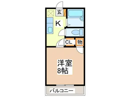 メゾンII(1K/2階)の間取り写真