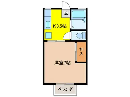 サンシティ林セブン B(1K/1階)の間取り写真
