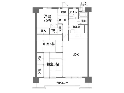 丸米荘(3LDK/2階)の間取り写真