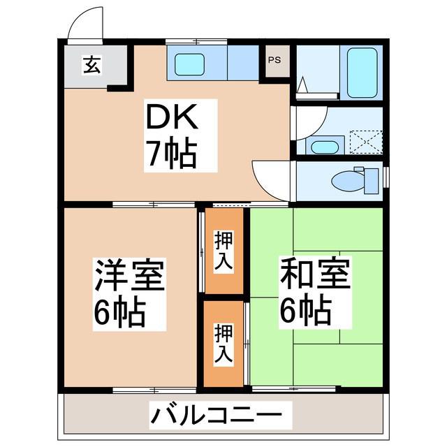 コーポ・サンライズ(2DK/2階)の間取り写真