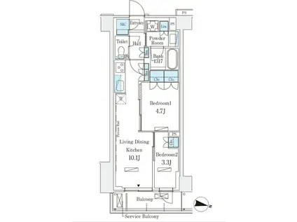 ロイヤルパークス赤羽サウス(2LDK/5階)の間取り写真