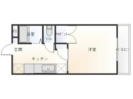 ハイツ岡田・2(1K/2階)の間取り写真
