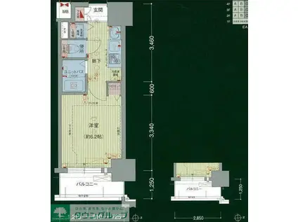 プレサンスSAKAE白川公園(ワンルーム/6階)の間取り写真