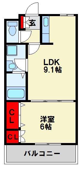 トップハイツドイ(1LDK/2階)の間取り写真