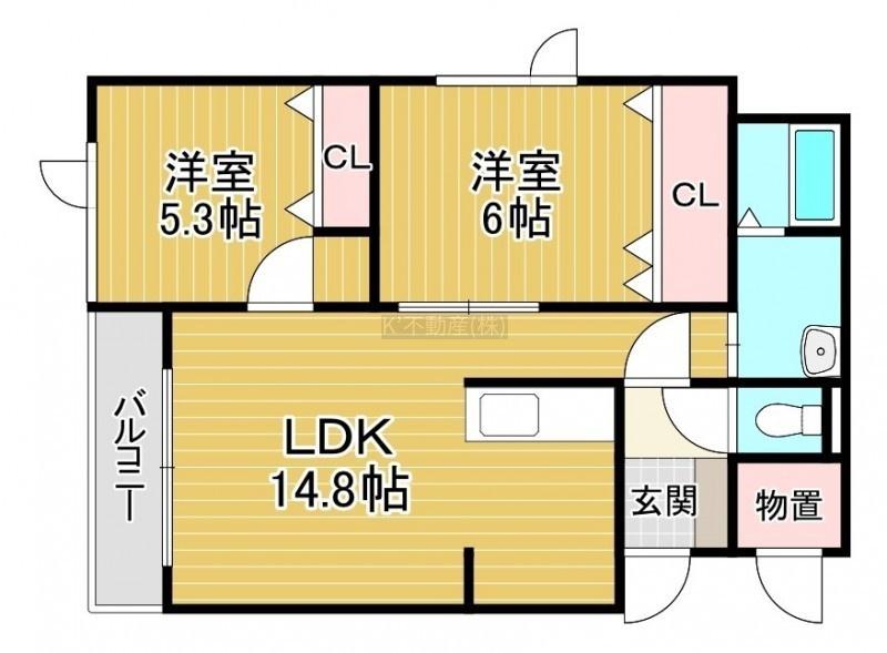BLUE DOT II(2LDK/2階)の間取り写真