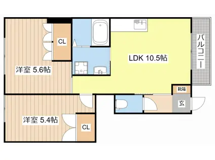 マミーユII(2LDK/1階)の間取り写真