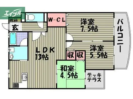 ラクール庭瀬(3LDK/2階)の間取り写真