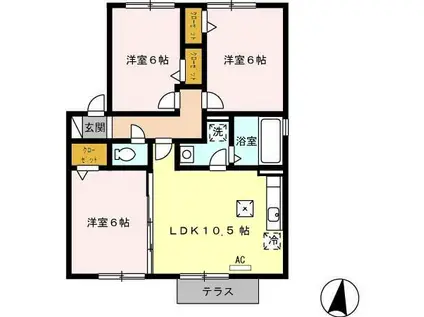 セジュールSAKURA B棟(3LDK/1階)の間取り写真