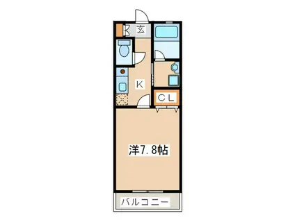 クレストヒル(1K/2階)の間取り写真