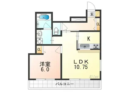 プレサンス京都二条城前(1LDK/5階)の間取り写真