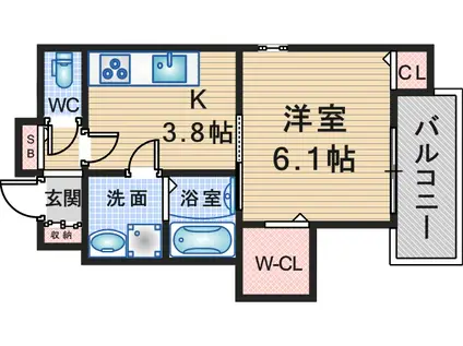 アルバス上野東(1K/2階)の間取り写真