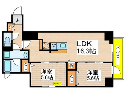 ORES(2LDK/6階)の間取り写真