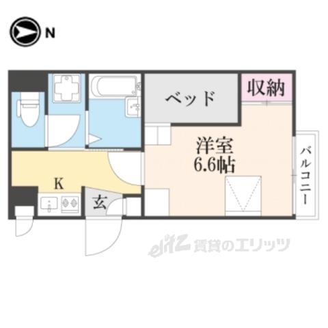 レオパレス三条東山(1K/1階)の間取り写真