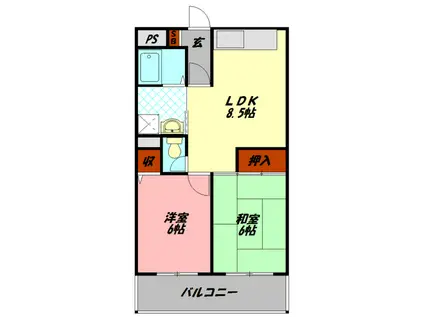 CONFORT SEKI(2LDK/2階)の間取り写真