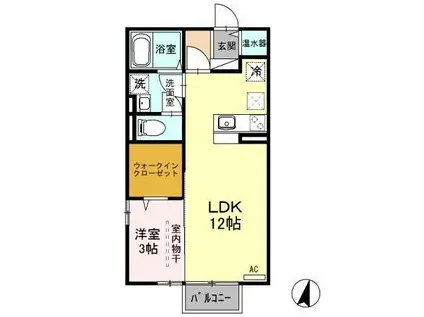 フローラ C棟(1LDK/1階)の間取り写真