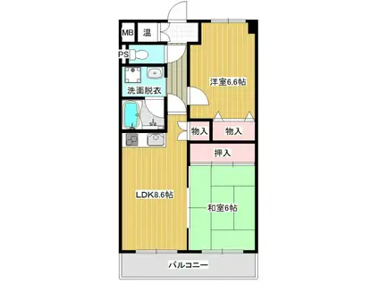 リアライズ加古川II(2LDK/3階)の間取り写真