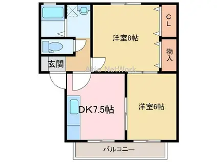 セジュール北内(2DK/1階)の間取り写真