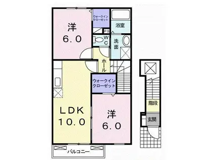 フラン コート イースト(2LDK/2階)の間取り写真