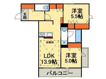 プレミアメゾン(2LDK/3階)の間取り写真