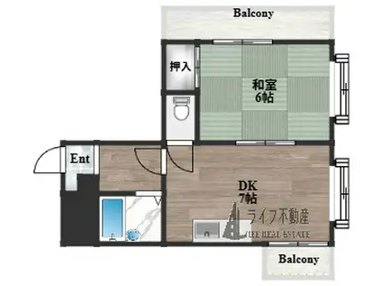 新星布施ビル(1DK/8階)の間取り写真