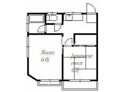 コーポエスト第二(2K/2階)の間取り写真