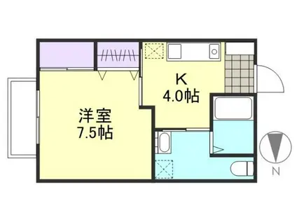 みのり II(1K/1階)の間取り写真