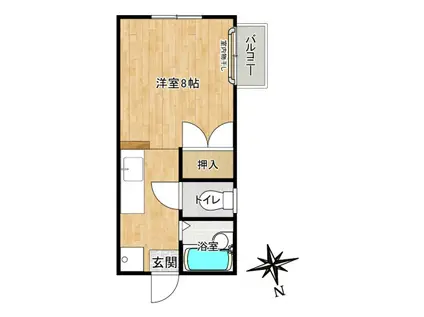 アトムハイツIII(ワンルーム/1階)の間取り写真