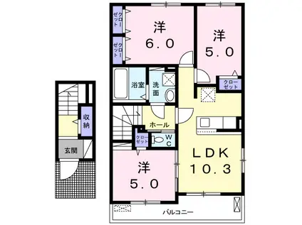 ラウレア(3LDK/2階)の間取り写真