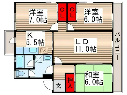 キャストロ鎌ヶ谷(3LDK/3階)の間取り写真